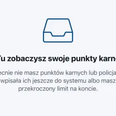 Ikona folderu i tekst informujący o punktach karnych. Brak informacji o mandacie za kolizje.