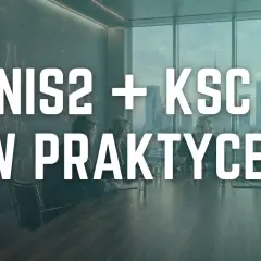 Biznesmeni dyskutują o wdrożeniu dyrektywy NIS2 i KSC w praktyce. Na ścianie schematy przemysłowe.