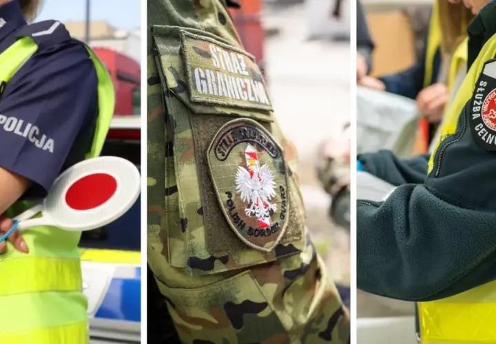 Policjantka, funkcjonariusz Straży Granicznej i pracownik Służby Celno-Skarbowej. Różne służby mundurowe dbają o nasze bezpieczeństwo.