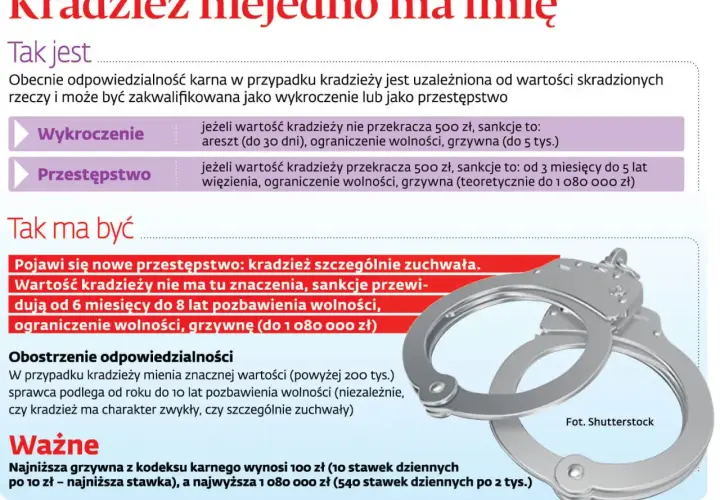 Kajdanki symbolizują kradzież szczególnie zuchwałą, gdzie wartość łupu nie ma znaczenia, a kary są surowe.