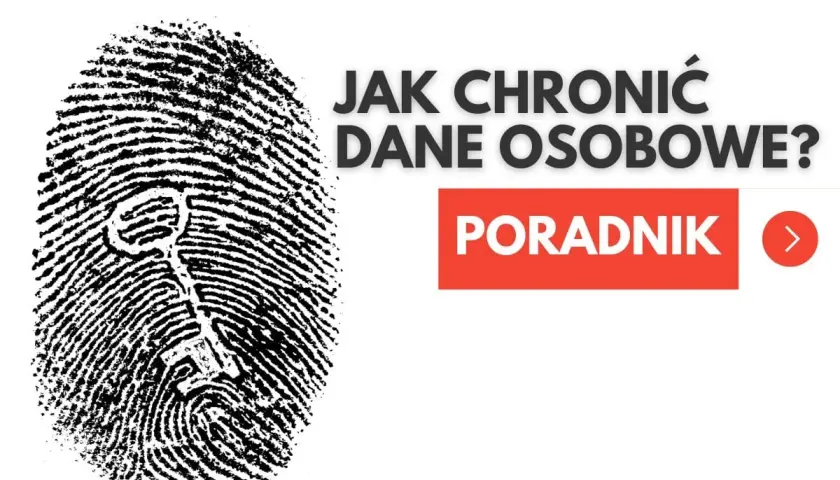 Odcisk palca z kluczem symbolizuje ochronę danych osobowych. Poradnik "Jak chronić dane osobowe?".