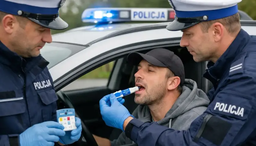 Policja przeprowadza test na narkotyki. Kierowca poddaje się badaniu śliny. Ile się czeka na wyniki badań krwi na narkotyki policja?