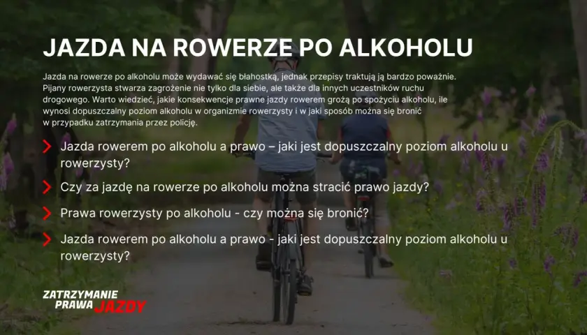 Dwóch starszych panów jedzie na rowerach po lesie. Temat: jazda rowerem po alkoholu i jej konsekwencje.