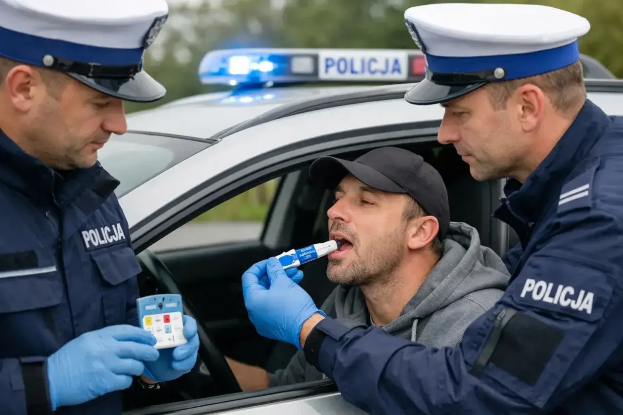 Policja przeprowadza test na narkotyki. Kierowca poddaje się badaniu śliny. Ile się czeka na wyniki badań krwi na narkotyki policja?