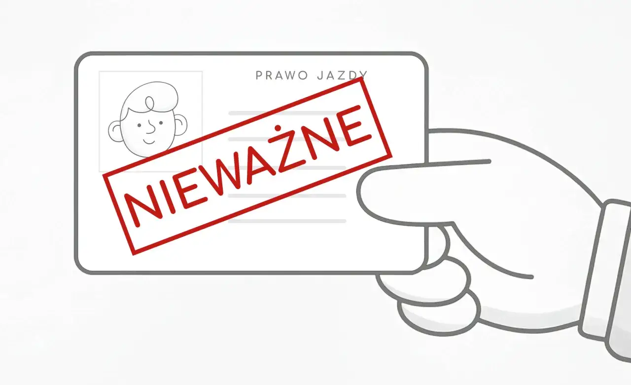 Dłoń trzyma prawo jazdy z rysunkiem twarzy i napisem 